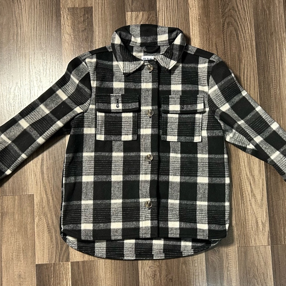 Old Navy Kids Plaid Button Down Shirt - Black and White